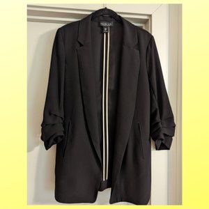 Rachel Zoe Lightweight Black Blazer  |  3/4 Ruched Sleeve  |  Medium